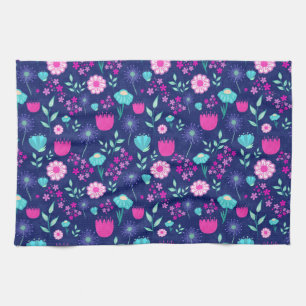 Delicate Flowers and Botanical Details Tea Towel