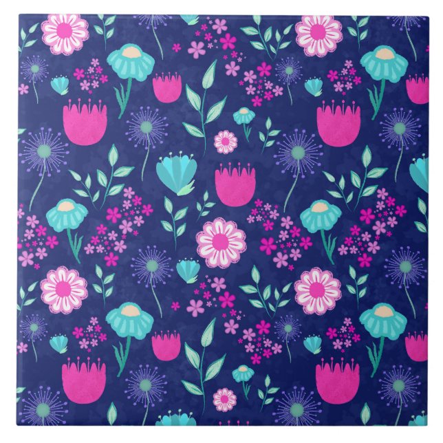Delicate Flowers and Botanical Details Tile (Front)
