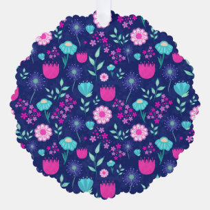 Delicate Flowers and Botanical Details Tree Decoration Card