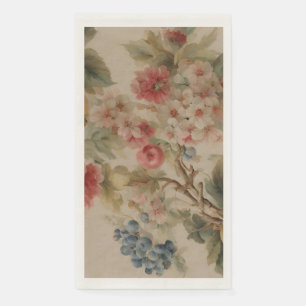 Delicate Flowers and French Fruits. Painted Style Napkin