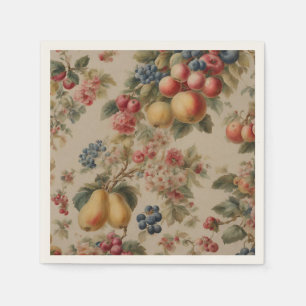 Delicate Flowers and French Fruits. Painted Style Napkin