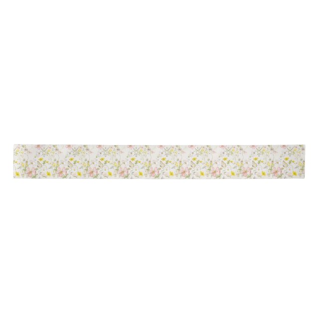 delicate flowers and leaves in Chinese style Satin Ribbon (Front)