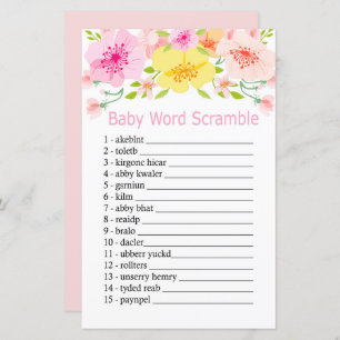 Delicate flowers Baby word scramble game