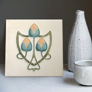 Delicate Flowers Jugendstil Art Nouveau England Tile