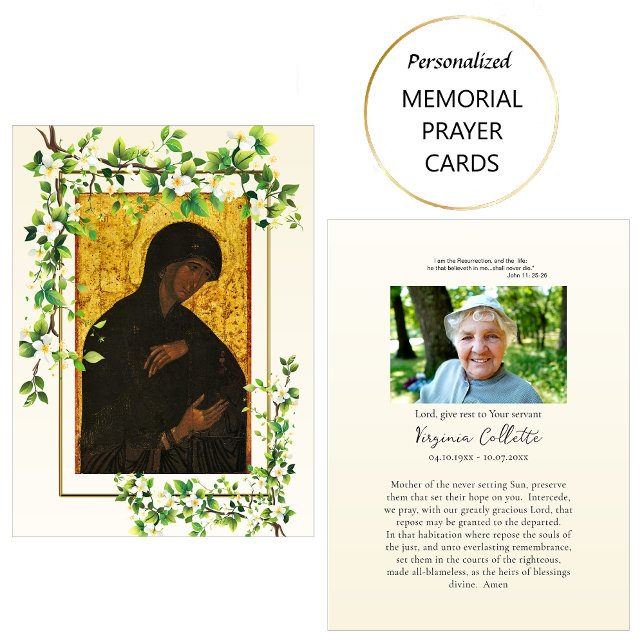 Delicate Flowers Orthodox Memorial Prayer Card (Creator Uploaded)