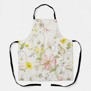 delicate flowers with a butterfly in Chinese style Apron