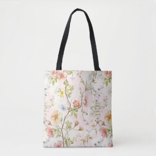 delicate flowers with a butterfly in Chinese style Tote Bag