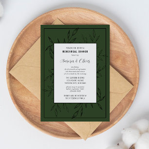 Delicate Foliage Deep Sage Rehearsal Dinner Invitation