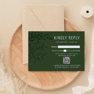 Delicate Foliage Deep Sage Website Wedding RSVP Card