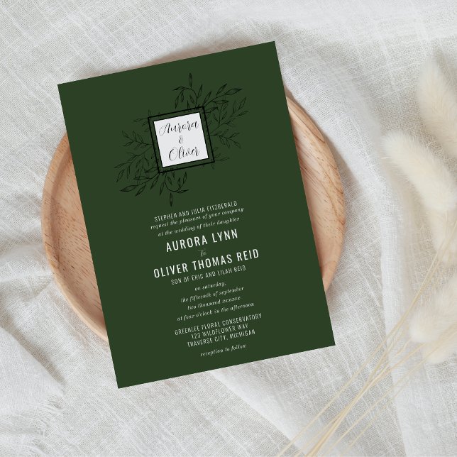 Delicate Foliage | Deep Sage | Wedding Invite (Creator Uploaded)