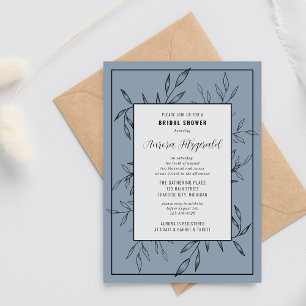 Delicate Foliage   Dusty Blue   Bridal Shower Invitation