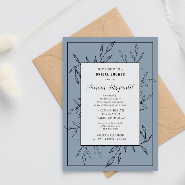 Delicate Foliage | Dusty Blue | Bridal Shower Invitation (Creator Uploaded)