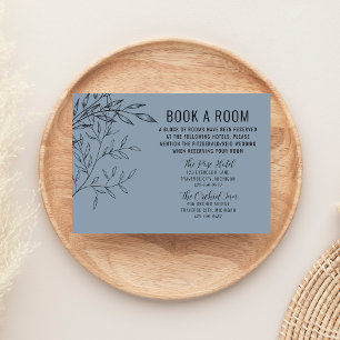 Delicate Foliage Dusty Blue Wedding Hotels Enclosure Card