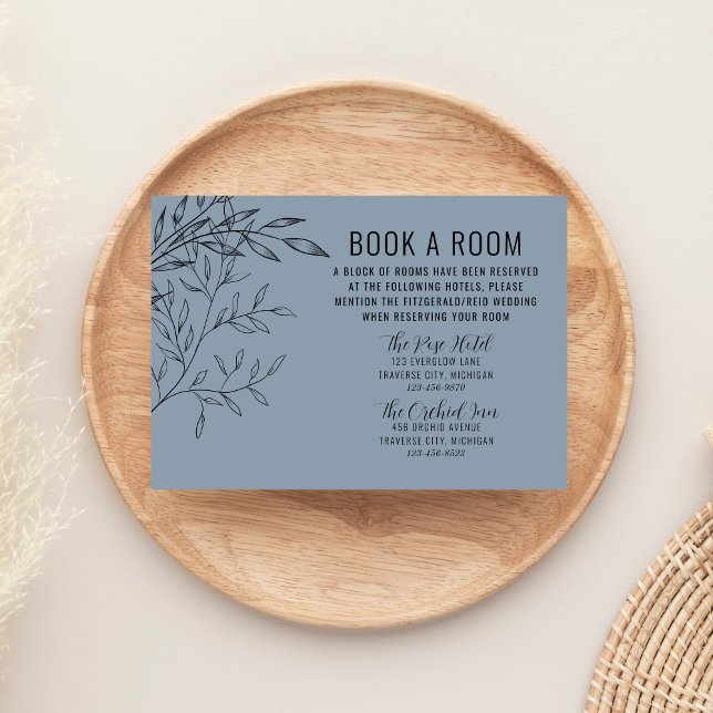 Delicate Foliage | Dusty Blue | Wedding Hotels Enclosure Card (Creator Uploaded)
