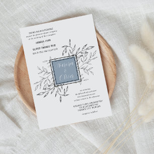Delicate Foliage   Dusty Blue   Wedding Invite