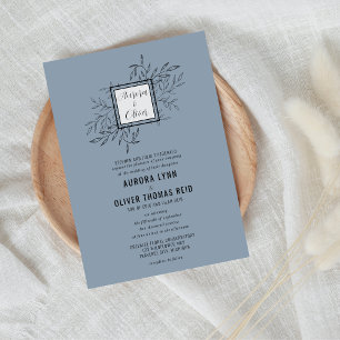 Delicate Foliage   Dusty Blue   Wedding Invite