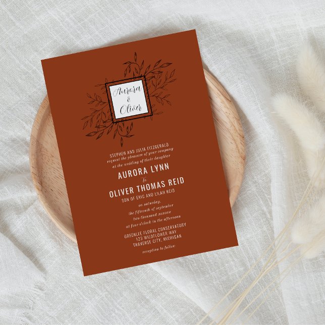 Delicate Foliage | Rust Orange | Wedding Invite (Creator Uploaded)