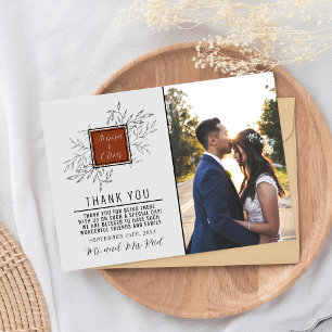 Delicate Foliage   Rust Orange   Wedding Thank You Card