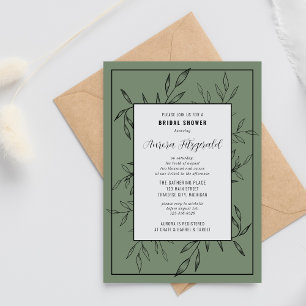 Delicate Foliage   Sage Green   Bridal Shower Invitation