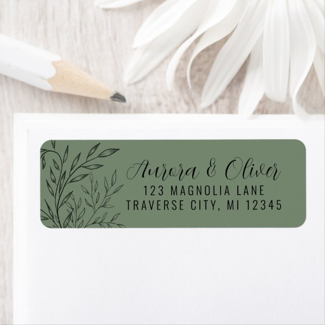 Delicate Foliage | Sage Green | Return Address (Insitu)