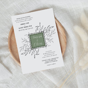 Delicate Foliage Sage Green Wedding Invite