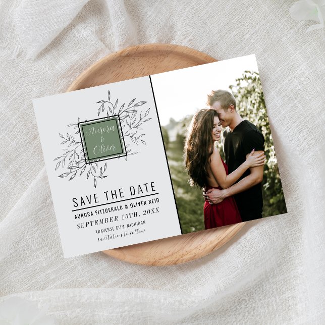 Delicate Foliage | Sage Green | Wedding Save The Date (Creator Uploaded)