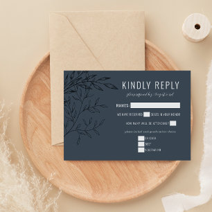 Delicate Foliage   Steel Blue    RSVP Card