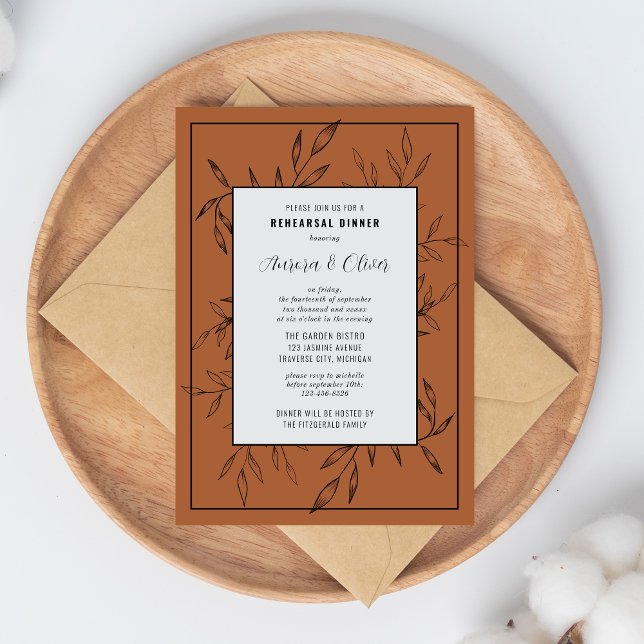Delicate Foliage | Terracotta | Rehearsal Dinner Invitation (Creator Uploaded)
