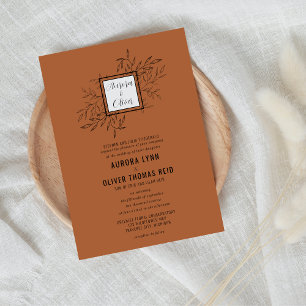 Delicate Foliage Terracotta Wedding Invite