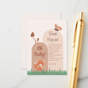 Delicate Forest Fox Baby Shower Book Request Enclosure Card