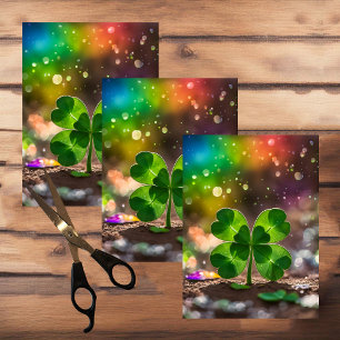 Delicate four-leaf clover in the sunlight tissue paper