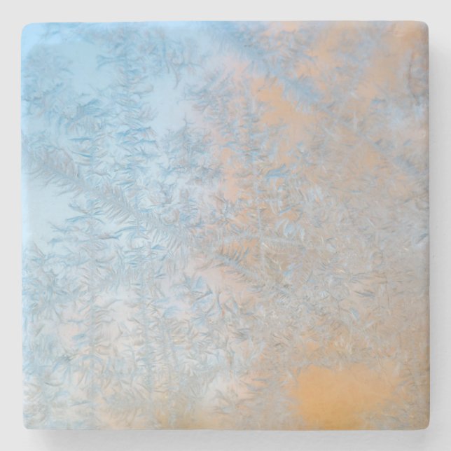 Delicate frost pattern, Wisconsin Stone Coaster (Front)