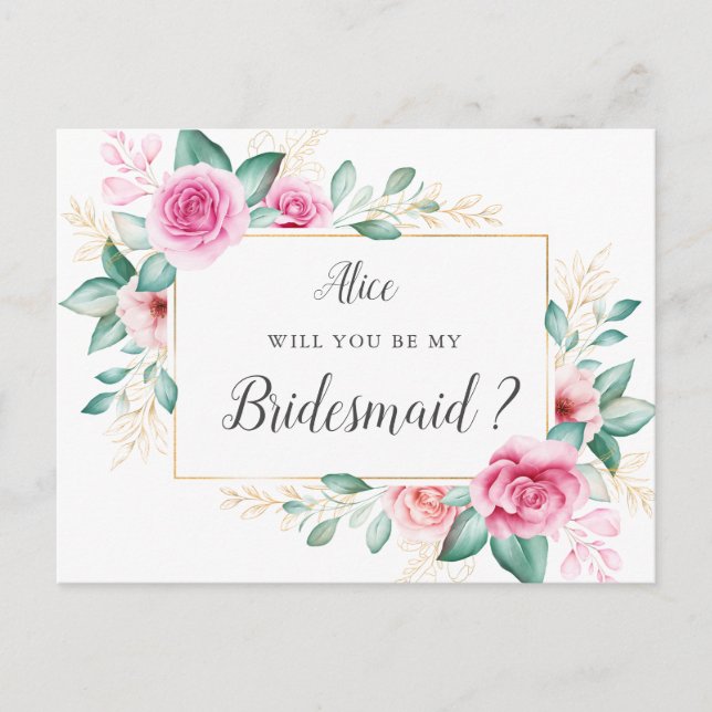 delicate garden floral bridesmaid Invitation Postcard (Front)