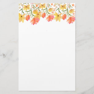 Delicate Garden Floral Monogram Stationery Paper