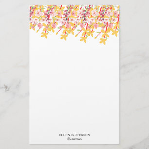 Delicate Garden Floral Monogram Stationery Paper