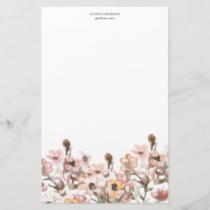 Delicate Garden Floral Monogram Stationery Paper