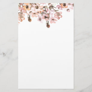 Delicate Garden Floral Monogram Stationery Paper
