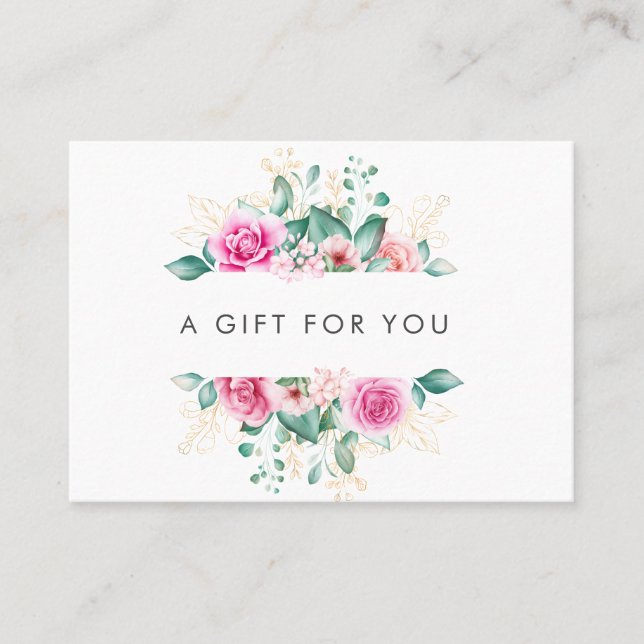 delicate garden floral pink roses gift certificate (Front)