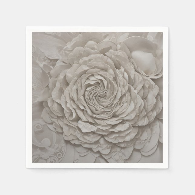 Delicate Gardenia Soft White Flower Napkin (Front)