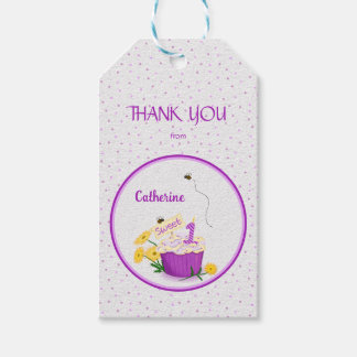 Delicate Girls Wildflower Cupcake 1st Birthday Gift Tags