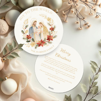 Delicate Glitter Holy Family Nativity Christmas Holiday Card