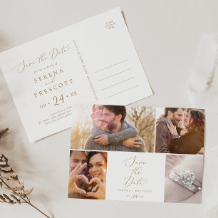 Delicate Gold 4 Photo Template Save the Date
