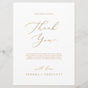 Delicate Gold 6.5 x 8.75" Thank You Reception Card