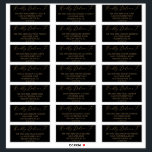 Delicate Gold and Black Guest Address Labels<br><div class="desc">These delicate gold and black wedding guest address labels are perfect for a modern wedding. The romantic minimalist design features lovely and elegant champagne golden yellow typography on a black background with a clean and simple look. Customise each label with the name and address of your guests. 21 labels per...</div>