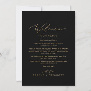 Delicate Gold and Black Welcome Letter & Itinerary