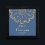 Delicate Gold and Blue Bridesmaid Gift Box<br><div class="desc">Beautiful and stylish gold emblem bridesmaid gift that is personalised.</div>