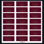 Delicate Gold and Burgundy Guest Address Labels<br><div class="desc">These delicate gold and burgundy wedding guest address labels are perfect for a modern wedding. The romantic minimalist design features lovely and elegant champagne golden yellow typography on a burgundy red background with a clean and simple look. Customise each label with the name and address of your guests. 21 labels...</div>