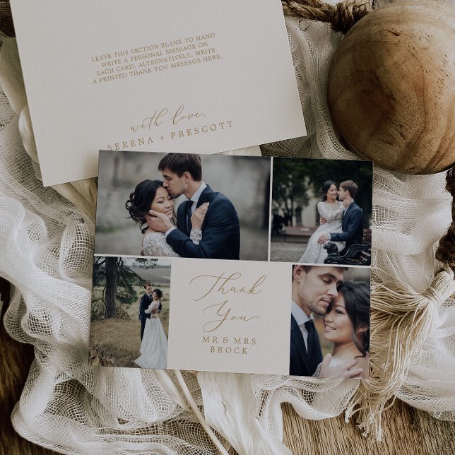 Delicate Gold and Cream 4 Photo Template Thank You (Creator Uploaded)