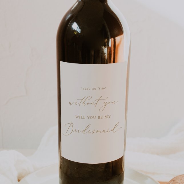 Delicate Gold and Cream Bridesmaid Proposal Wine Label (Creator Uploaded)