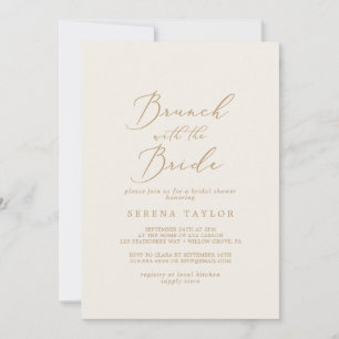 Delicate Gold and Cream Brunch with the Bride Invitation